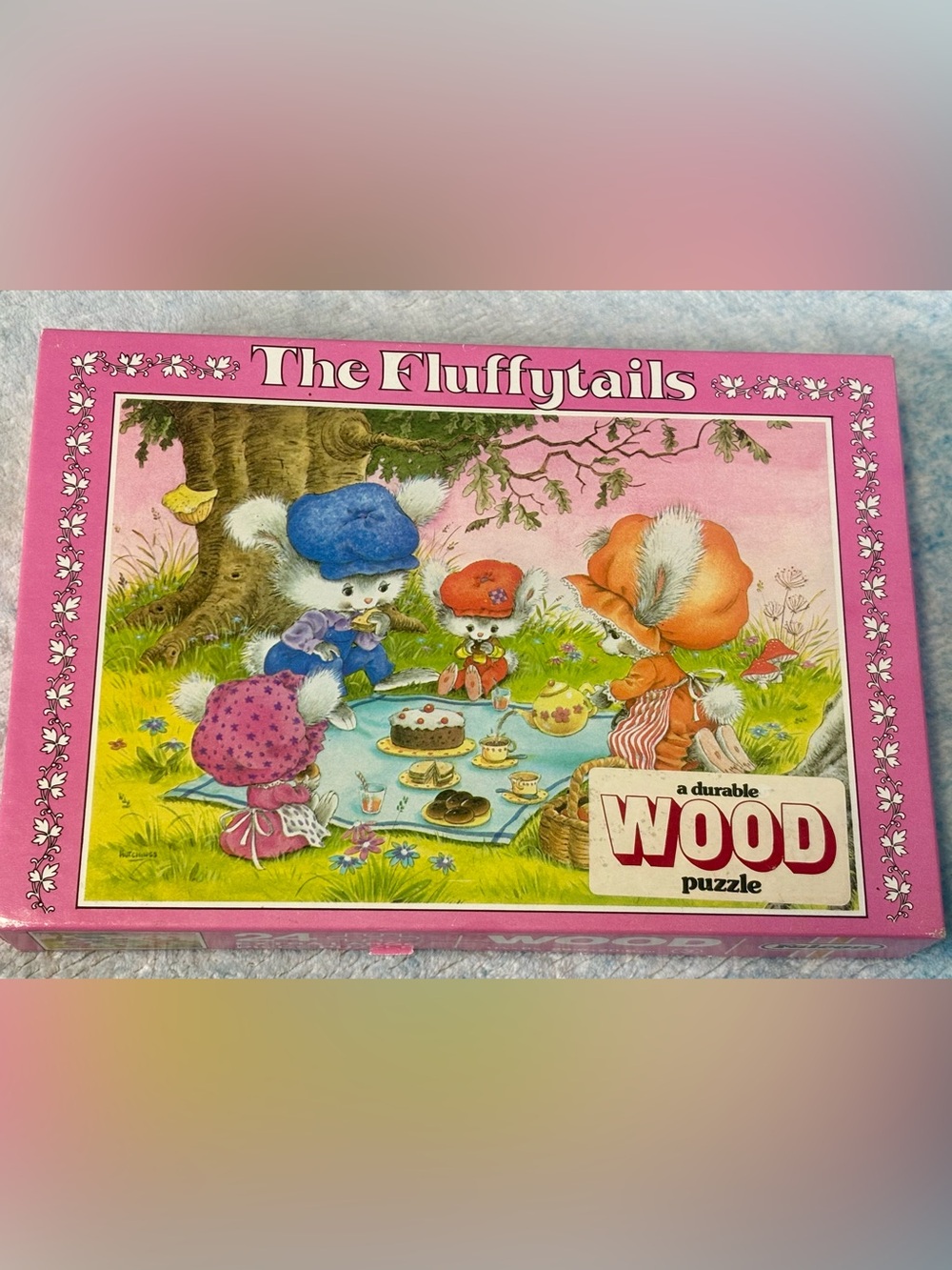 RARE! Vintage 80s fluffy tails kids wooden puzzle